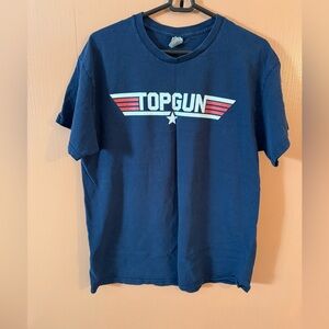 Top Gun Graphic T-Shirt Gildan Size Large Blue Movie Tee Retro Logo